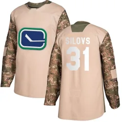 Men's Arturs Silovs Vancouver Canucks Veterans Day Practice Jersey - Camo Authentic