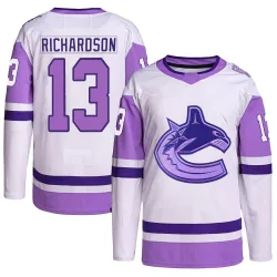 Men's Brad Richardson Vancouver Canucks Hockey Fights Cancer Primegreen Jersey - White/Purple Authentic