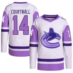 Men's Geoff Courtnall Vancouver Canucks Hockey Fights Cancer Primegreen Jersey - White/Purple Authentic