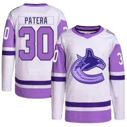 Men's Jiri Patera Vancouver Canucks Hockey Fights Cancer Primegreen Jersey - White/Purple Authentic