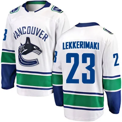 Men's Jonathan Lekkerimaki Vancouver Canucks Away Jersey - White Breakaway