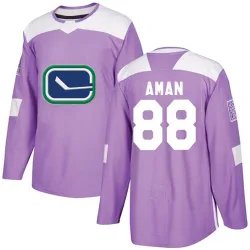 Men's Nils Aman Vancouver Canucks Fights Cancer Practice Jersey - Purple Authentic