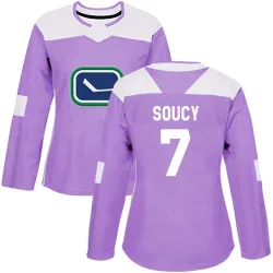 Women's Carson Soucy Vancouver Canucks Fights Cancer Practice Jersey - Purple Authentic