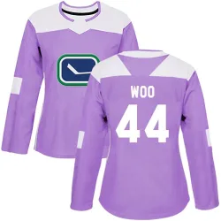 Women's Jett Woo Vancouver Canucks Fights Cancer Practice Jersey - Purple Authentic