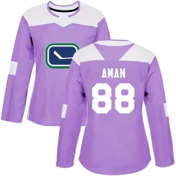 Women's Nils Aman Vancouver Canucks Fights Cancer Practice Jersey - Purple Authentic