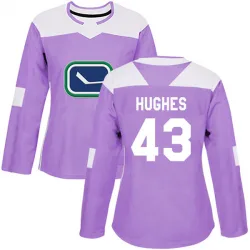 Women's Quinn Hughes Vancouver Canucks Fights Cancer Practice Jersey - Purple Authentic