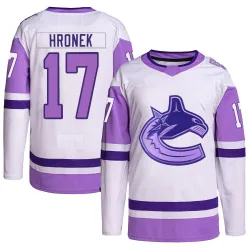 Youth Filip Hronek Vancouver Canucks Hockey Fights Cancer Primegreen Jersey - White/Purple Authentic