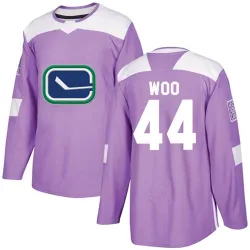 Youth Jett Woo Vancouver Canucks Fights Cancer Practice Jersey - Purple Authentic