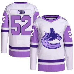 Youth Matt Irwin Vancouver Canucks Hockey Fights Cancer Primegreen Jersey - White/Purple Authentic