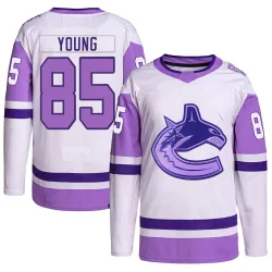 Youth Ty Young Vancouver Canucks Hockey Fights Cancer Primegreen Jersey - White/Purple Authentic